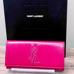 Yves Saint Laurent Hot pink patent Leather Wallet